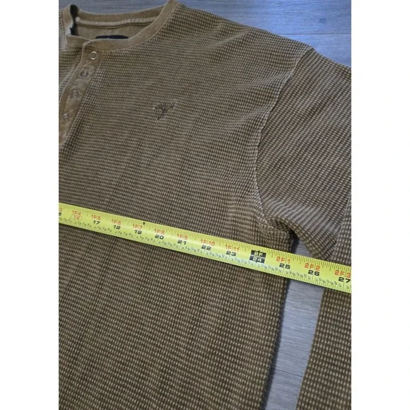 Dick Idol Waffle Knit Henley Shirt Mens XL Brown Long Sleeve Snap Button - Picture 7 of 10
